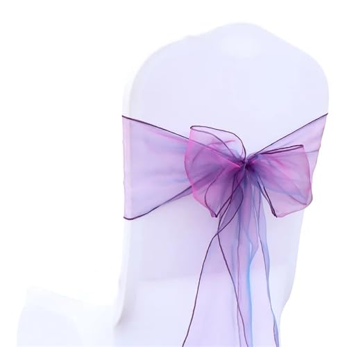 ZIUBMVDYC Stuhl Schärpen, Organza Fliege Band Knoten 18x275cm Stuhl Abdeckung Tüll for Hochzeit Bankett Weihnachten Event Party Dekoration(Gradually Purple) von ZIUBMVDYC