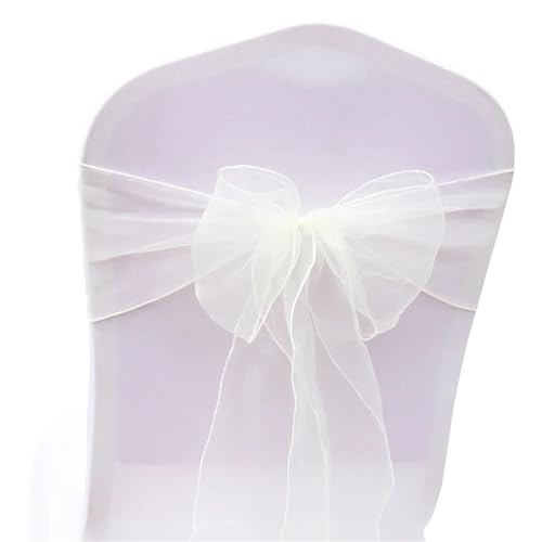 ZIUBMVDYC Stuhl Schärpen, Organza Fliege Band Knoten 18x275cm Stuhl Abdeckung Tüll for Hochzeit Bankett Weihnachten Event Party Dekoration(Ivory) von ZIUBMVDYC