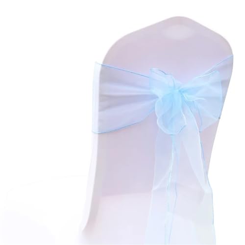 ZIUBMVDYC Stuhl Schärpen, Organza Fliege Band Knoten 18x275cm Stuhl Abdeckung Tüll for Hochzeit Bankett Weihnachten Event Party Dekoration(Light Blue) von ZIUBMVDYC