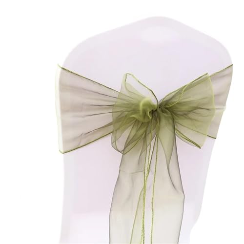 ZIUBMVDYC Stuhl Schärpen, Organza Fliege Band Knoten 18x275cm Stuhl Abdeckung Tüll for Hochzeit Bankett Weihnachten Event Party Dekoration(Olive Green) von ZIUBMVDYC