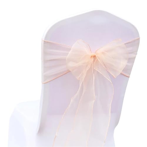 ZIUBMVDYC Stuhl Schärpen, Organza Fliege Band Knoten 18x275cm Stuhl Abdeckung Tüll for Hochzeit Bankett Weihnachten Event Party Dekoration(Peach) von ZIUBMVDYC