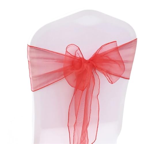 ZIUBMVDYC Stuhl Schärpen, Organza Fliege Band Knoten 18x275cm Stuhl Abdeckung Tüll for Hochzeit Bankett Weihnachten Event Party Dekoration(Red) von ZIUBMVDYC
