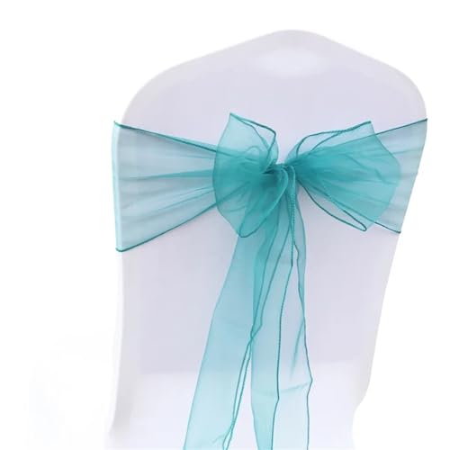 ZIUBMVDYC Stuhl Schärpen, Organza Fliege Band Knoten 18x275cm Stuhl Abdeckung Tüll for Hochzeit Bankett Weihnachten Event Party Dekoration(Teal Blue) von ZIUBMVDYC