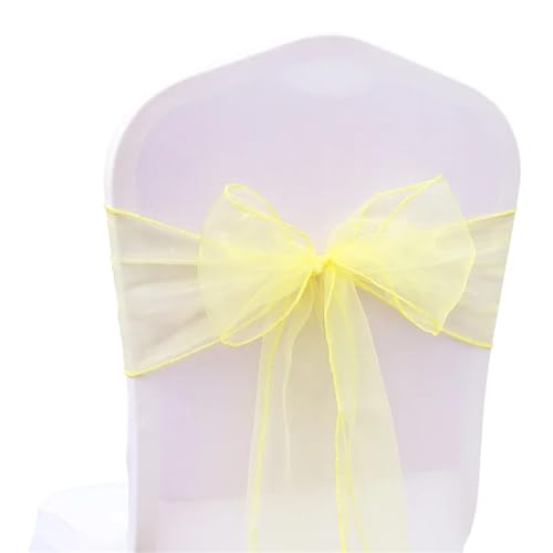 ZIUBMVDYC Stuhl Schärpen, Organza Fliege Band Knoten 18x275cm Stuhl Abdeckung Tüll for Hochzeit Bankett Weihnachten Event Party Dekoration(Yellow) von ZIUBMVDYC