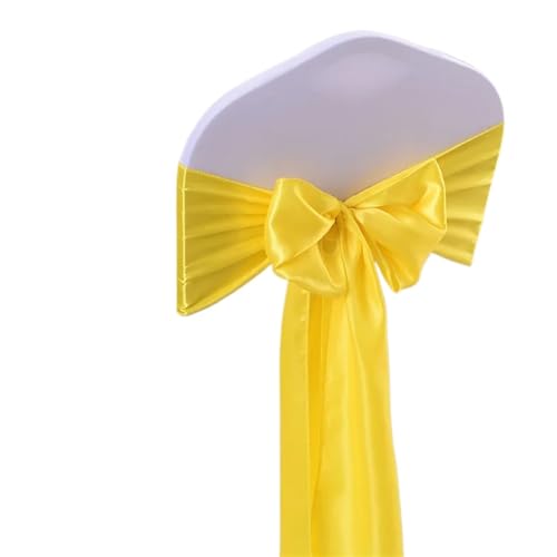 ZIUBMVDYC Stuhl Schärpen, Satin Stuhl Schleife Schärpen Hochzeit Indoor Outdoor Stuhl Band Schmetterling Krawatten for Party-Event Hotel Bankett Dekorationen Weich(Bright Yellow) von ZIUBMVDYC