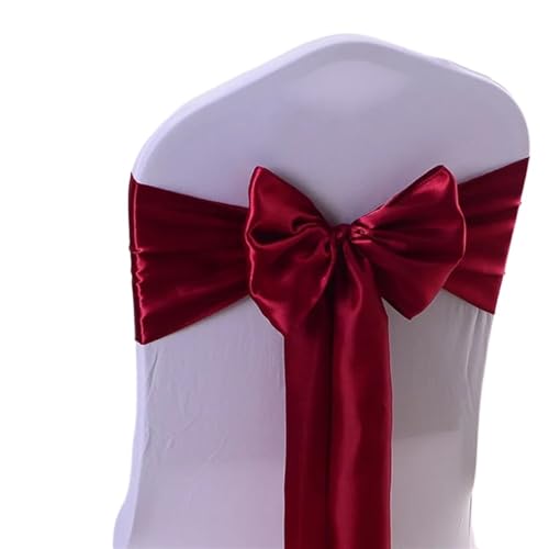 ZIUBMVDYC Stuhl Schärpen, Satin Stuhl Schleife Schärpen Hochzeit Indoor Outdoor Stuhl Band Schmetterling Krawatten for Party-Event Hotel Bankett Dekorationen Weich(Burgundy) von ZIUBMVDYC