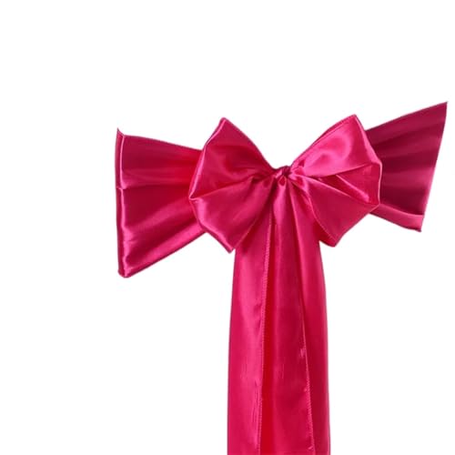 ZIUBMVDYC Stuhl Schärpen, Satin Stuhl Schleife Schärpen Hochzeit Indoor Outdoor Stuhl Band Schmetterling Krawatten for Party-Event Hotel Bankett Dekorationen Weich(Fuchsia) von ZIUBMVDYC