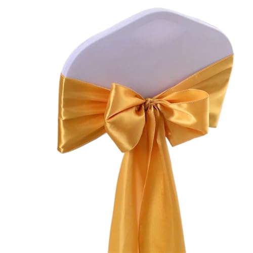 ZIUBMVDYC Stuhl Schärpen, Satin Stuhl Schleife Schärpen Hochzeit Indoor Outdoor Stuhl Band Schmetterling Krawatten for Party-Event Hotel Bankett Dekorationen Weich(Gold) von ZIUBMVDYC