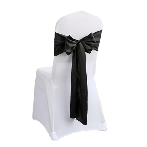 ZIUBMVDYC Stuhl Schärpen, Satin Stuhl Schleife Schärpen Hochzeit Stuhl Knoten Band Schmetterling Krawatten for Party-Event Hotel Bankett Lieferungen Hause Dekoration(Black) von ZIUBMVDYC