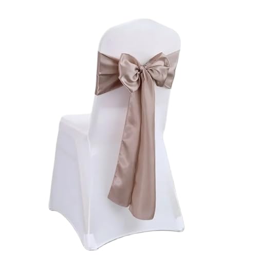 ZIUBMVDYC Stuhl Schärpen, Satin Stuhl Schleife Schärpen Hochzeit Stuhl Knoten Band Schmetterling Krawatten for Party-Event Hotel Bankett Lieferungen Hause Dekoration(Cappuccino) von ZIUBMVDYC