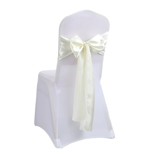ZIUBMVDYC Stuhl Schärpen, Satin Stuhl Schleife Schärpen Hochzeit Stuhl Knoten Band Schmetterling Krawatten for Party-Event Hotel Bankett Lieferungen Hause Dekoration(Cream) von ZIUBMVDYC