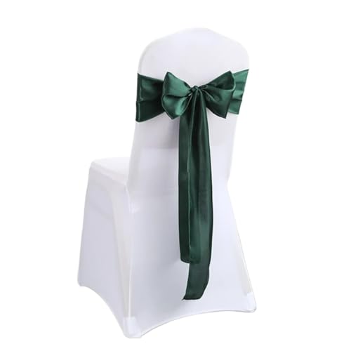 ZIUBMVDYC Stuhl Schärpen, Satin Stuhl Schleife Schärpen Hochzeit Stuhl Knoten Band Schmetterling Krawatten for Party-Event Hotel Bankett Lieferungen Hause Dekoration(Dark Green) von ZIUBMVDYC