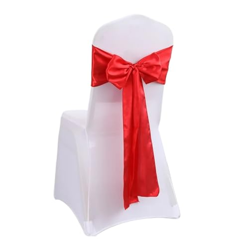 ZIUBMVDYC Stuhl Schärpen, Satin Stuhl Schleife Schärpen Hochzeit Stuhl Knoten Band Schmetterling Krawatten for Party-Event Hotel Bankett Lieferungen Hause Dekoration(Red) von ZIUBMVDYC