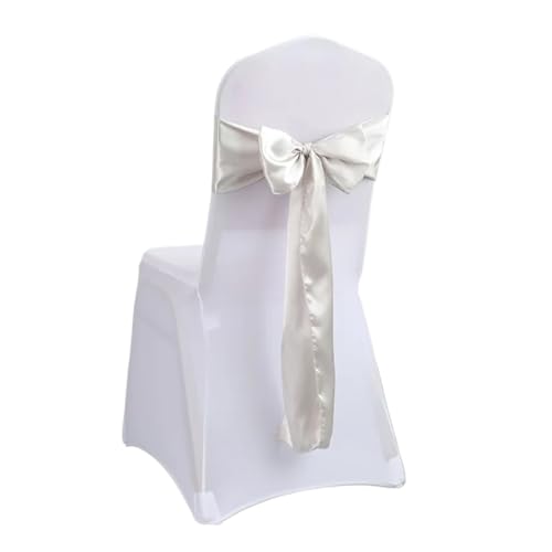 ZIUBMVDYC Stuhl Schärpen, Satin Stuhl Schleife Schärpen Hochzeit Stuhl Knoten Band Schmetterling Krawatten for Party-Event Hotel Bankett Lieferungen Hause Dekoration(Silver Gray) von ZIUBMVDYC