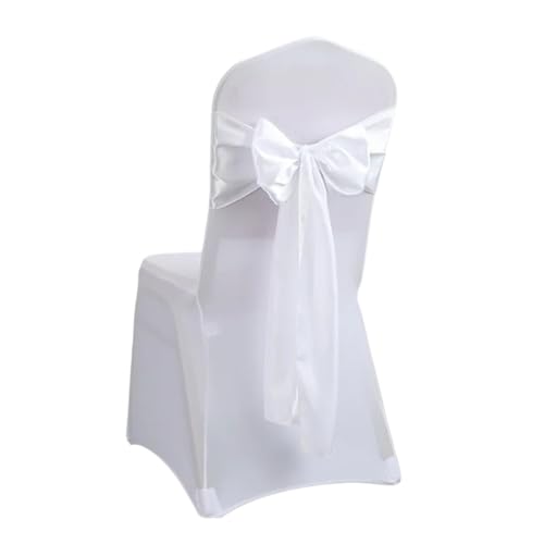 ZIUBMVDYC Stuhl Schärpen, Satin Stuhl Schleife Schärpen Hochzeit Stuhl Knoten Band Schmetterling Krawatten for Party-Event Hotel Bankett Lieferungen Hause Dekoration(White) von ZIUBMVDYC