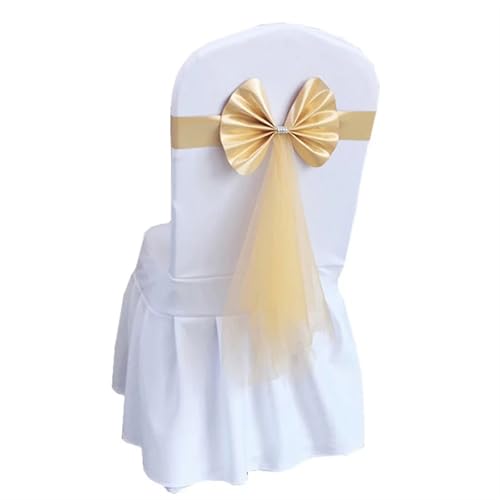 ZIUBMVDYC Stuhl Schärpen, Satinband-Abdeckung, Gürtel, Knoten, Krawatte for Hotel, Land, Hochzeit, Zeremonie, Veranstaltungen, Geburtstagsparty, Heimsitzdekoration(Champagne Gold) von ZIUBMVDYC