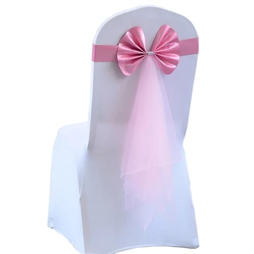 ZIUBMVDYC Stuhl Schärpen, Satinband-Abdeckung, Gürtel, Knoten, Krawatte for Hotel, Land, Hochzeit, Zeremonie, Veranstaltungen, Geburtstagsparty, Heimsitzdekoration(Pink) von ZIUBMVDYC