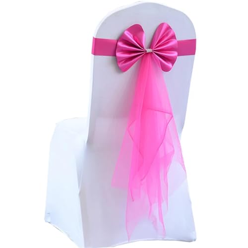 ZIUBMVDYC Stuhl Schärpen, Satinband-Abdeckung, Gürtel, Knoten, Krawatte for Hotel, Land, Hochzeit, Zeremonie, Veranstaltungen, Geburtstagsparty, Heimsitzdekoration(Rose Pink) von ZIUBMVDYC