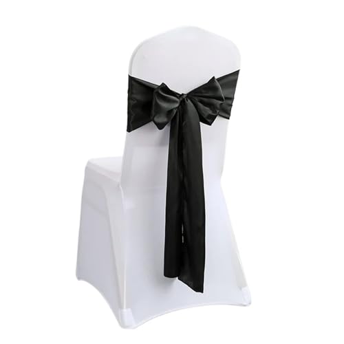 ZIUBMVDYC Stuhl Schärpen, Satinschleife, Stuhlknotenband, DIY-Krawatten for Party-Events, Hotelbankett-Stuhldekorationen(Black) von ZIUBMVDYC