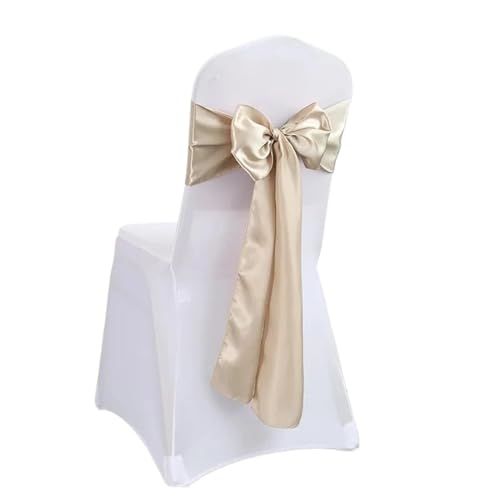 ZIUBMVDYC Stuhl Schärpen, Satinschleife, Stuhlknotenband, DIY-Krawatten for Party-Events, Hotelbankett-Stuhldekorationen(Champagne) von ZIUBMVDYC