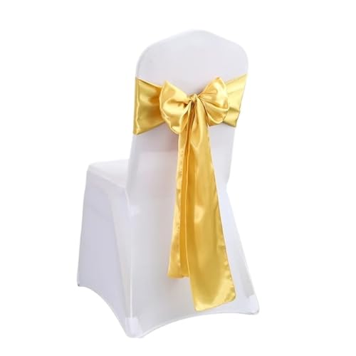 ZIUBMVDYC Stuhl Schärpen, Satinschleife, Stuhlknotenband, DIY-Krawatten for Party-Events, Hotelbankett-Stuhldekorationen(Gold) von ZIUBMVDYC