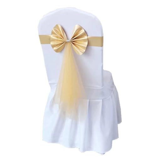 ZIUBMVDYC Stuhl Schärpen, Stretch Hochzeit Schärpe Stuhl Dekoration Rotwein/Blau/Lila/Rosa Stühle Bogen Band Gürtel Krawatten for Hochzeiten Bankett(Champagne Gold) von ZIUBMVDYC