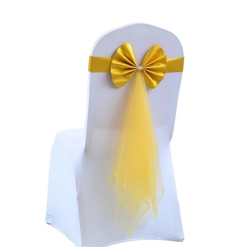 ZIUBMVDYC Stuhl Schärpen, Stretch Hochzeit Schärpe Stuhl Dekoration Rotwein/Blau/Lila/Rosa Stühle Bogen Band Gürtel Krawatten for Hochzeiten Bankett(Gold) von ZIUBMVDYC