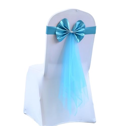ZIUBMVDYC Stuhl Schärpen, Stretch Hochzeit Schärpe Stuhl Dekoration Rotwein/Blau/Lila/Rosa Stühle Bogen Band Gürtel Krawatten for Hochzeiten Bankett(Lake Blue) von ZIUBMVDYC