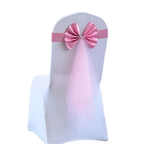 ZIUBMVDYC Stuhl Schärpen, Stretch Hochzeit Schärpe Stuhl Dekoration Rotwein/Blau/Lila/Rosa Stühle Bogen Band Gürtel Krawatten for Hochzeiten Bankett(Pink) von ZIUBMVDYC