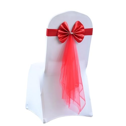 ZIUBMVDYC Stuhl Schärpen, Stretch Hochzeit Schärpe Stuhl Dekoration Rotwein/Blau/Lila/Rosa Stühle Bogen Band Gürtel Krawatten for Hochzeiten Bankett(Red) von ZIUBMVDYC