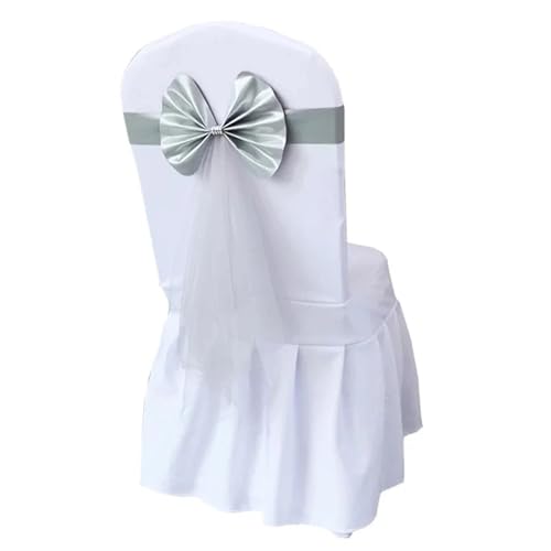 ZIUBMVDYC Stuhl Schärpen, Stretch Hochzeit Schärpe Stuhl Dekoration Rotwein/Blau/Lila/Rosa Stühle Bogen Band Gürtel Krawatten for Hochzeiten Bankett(Silver Grey) von ZIUBMVDYC