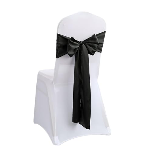 ZIUBMVDYC Stuhl Schärpen, Stuhlschärpe aus Satin, Farbdesign, Fliege for Geburtstagspartys, Festivals, Hotels, Shows, glänzende Optik, luxuriöses Esszimmer, Hochzeitsdekoration(Black) von ZIUBMVDYC
