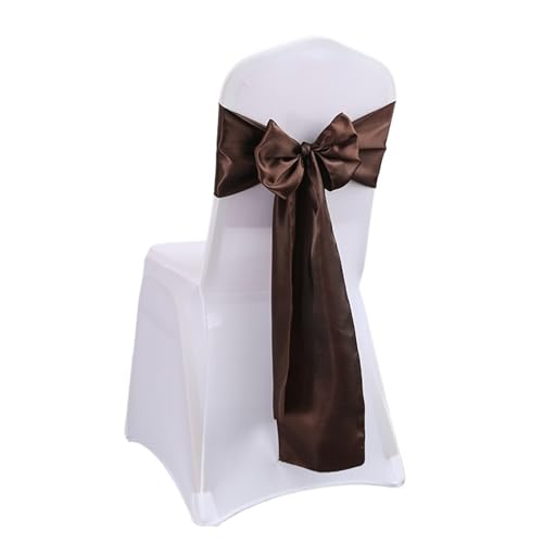 ZIUBMVDYC Stuhl Schärpen, Stuhlschärpe aus Satin, Farbdesign, Fliege for Geburtstagspartys, Festivals, Hotels, Shows, glänzende Optik, luxuriöses Esszimmer, Hochzeitsdekoration(Brown) von ZIUBMVDYC