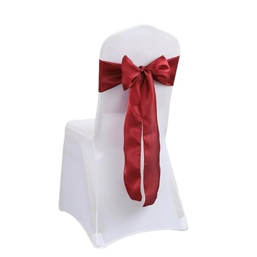ZIUBMVDYC Stuhl Schärpen, Stuhlschärpe aus Satin, Farbdesign, Fliege for Geburtstagspartys, Festivals, Hotels, Shows, glänzende Optik, luxuriöses Esszimmer, Hochzeitsdekoration(Burgandy) von ZIUBMVDYC