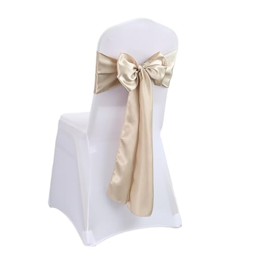 ZIUBMVDYC Stuhl Schärpen, Stuhlschärpe aus Satin, Farbdesign, Fliege for Geburtstagspartys, Festivals, Hotels, Shows, glänzende Optik, luxuriöses Esszimmer, Hochzeitsdekoration(Champagne) von ZIUBMVDYC