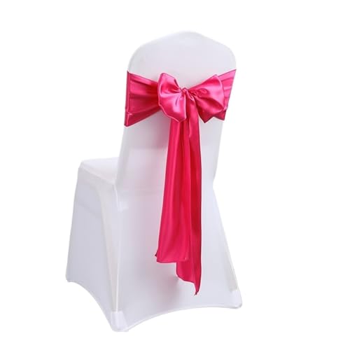 ZIUBMVDYC Stuhl Schärpen, Stuhlschärpe aus Satin, Farbdesign, Fliege for Geburtstagspartys, Festivals, Hotels, Shows, glänzende Optik, luxuriöses Esszimmer, Hochzeitsdekoration(Fuchsia) von ZIUBMVDYC