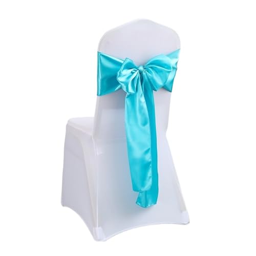 ZIUBMVDYC Stuhl Schärpen, Stuhlschärpe aus Satin, Farbdesign, Fliege for Geburtstagspartys, Festivals, Hotels, Shows, glänzende Optik, luxuriöses Esszimmer, Hochzeitsdekoration(Turquoise) von ZIUBMVDYC
