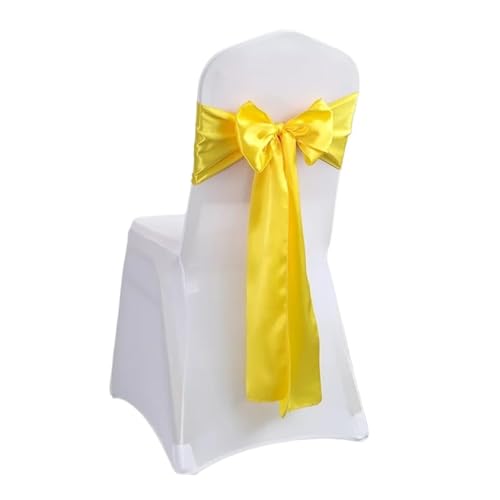 ZIUBMVDYC Stuhl Schärpen, Stuhlschärpe aus Satin, Farbdesign, Fliege for Geburtstagspartys, Festivals, Hotels, Shows, glänzende Optik, luxuriöses Esszimmer, Hochzeitsdekoration(Yellow) von ZIUBMVDYC