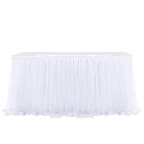 ZIUBMVDYC Tisch-Rock, Geburtstag Tulleing Hochzeitsfeier Tutu Tüll Hochzeitsfeier Home Decor(White,8FT 2.43x0.77m) von ZIUBMVDYC