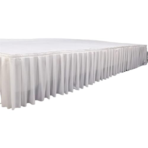 ZIUBMVDYC Tisch-Rock, Plissee Hochzeit Hintergrund Vorhänge Tisch Cothes for Geburtstag Bankett Stageing Event Party(White,H75cm x L300cm) von ZIUBMVDYC