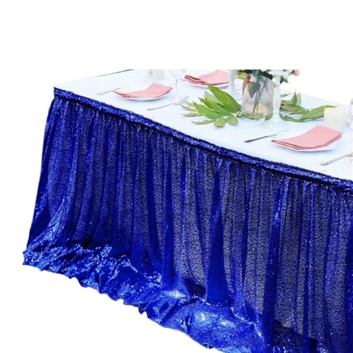ZIUBMVDYC Tisch-Rock, Tischdecke Glitter Sparkly Shimmer Rechteck Tischdecken for Geburtstagsparty-Event Hochzeitsdekor(Blue,9ft 70x275cm) von ZIUBMVDYC