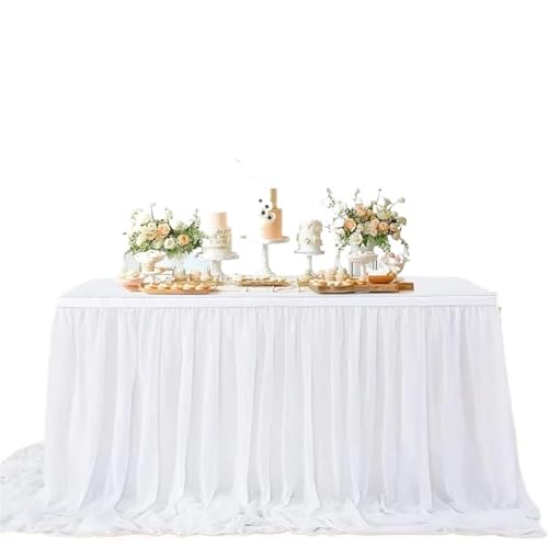 ZIUBMVDYC Tisch-Rock, Tischröcke Chiffon Halbtransparente Tischdecken for Hinterhofhochzeiten Geburtstagsfeier Kuchen Abendessen Tischdekorationen(Five-Color Blue,78X183cm) von ZIUBMVDYC