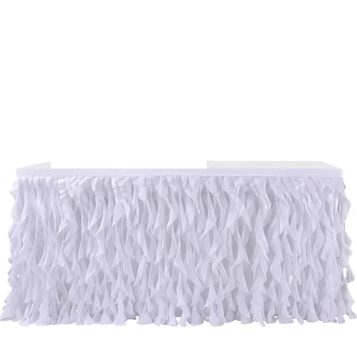 ZIUBMVDYC Tisch-Rock, Wicker Party Geburtstag Hochzeit Chiffon Party Dekoration Partys(White) von ZIUBMVDYC