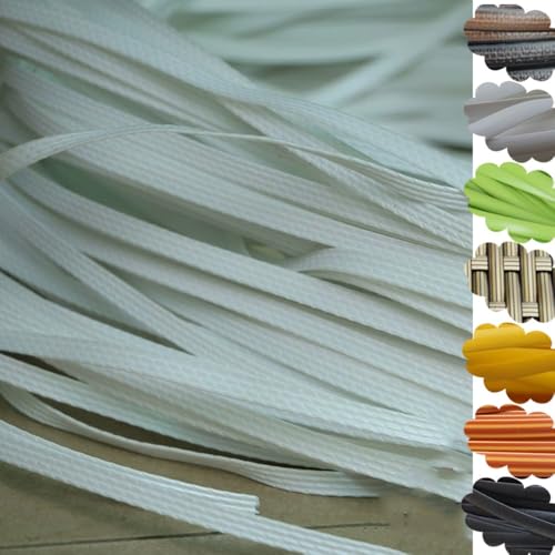 ZIUSFAC 60m Kunststoff Reparaturmaterial Synthetische Rattan Weben Material PE Rattan Weidenkorb-Reparaturmaterial Geflochtenem Rattan Rattan Möbel Befestigungsset(White 1) von ZIUSFAC