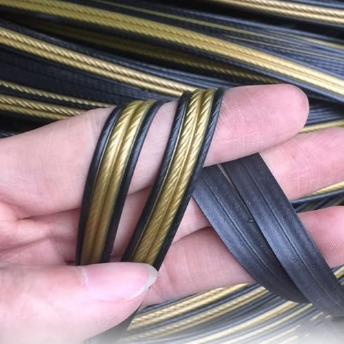 ZIUSFAC Handgewebtes Rattan Synthetisches Rattan Flach Rattan Reparaturmaterial Kunststoff Korbgeflecht Reparaturmaterial Für MöBel Gewebtes Material(Black Gold) von ZIUSFAC