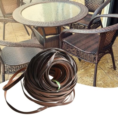 ZIUSFAC Korbgeflecht Reparaturmaterial Flaches Kunststoff Gewebtes Rattan Terrassenmöbel Reparaturmaterial PE RattanstäBchen Flechtmaterial Für Rattan-Weberei(5 Brown) von ZIUSFAC