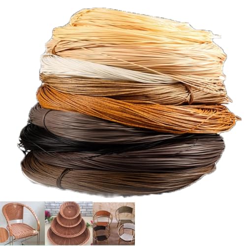 ZIUSFAC Korbgeflecht Reparaturmaterial Kunststoff Rattan-Reparaturset 60m Rund RattanstäBchen Aufbewahrungskorb Weben Material Synthetische Rattan Für Gartenmöbel(Green) von ZIUSFAC