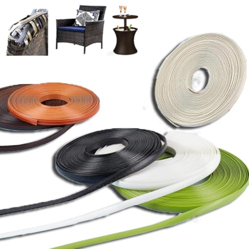 ZIUSFAC Kunststoff Rattan Webmaterial 60m Korbgeflecht Reparaturmaterial Rattanstuhl Sitzbank Reparaturmaterial PE Flach RattanstäBchen Flechtmaterial Kaffee/Grau(Coffee) von ZIUSFAC