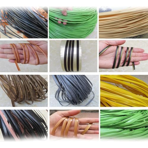 ZIUSFAC PE Flach Rattan Reparaturmaterial Kunststoffgeflechttes Korbgeflecht 8mm Breite Rattan-Reparaturset Rund Korbgeflecht Reparaturmaterial Webmaterial(Round Discoloration) von ZIUSFAC
