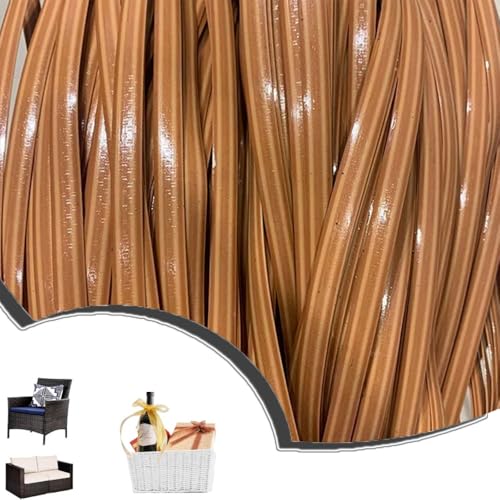 ZIUSFAC Polyethylen RattanstäBchen Reparaturmaterial Kunststoff Rattan 60m Synthetische Korbgeflecht Wicker Repair Material Für Rattanstuhl Tischkorb(Brown 1) von ZIUSFAC